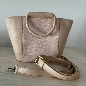 Anthropologie Cream Mini Bag with Textured Leather